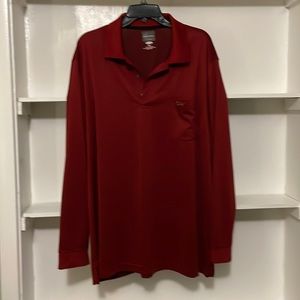 Men’s Greg Norman for Tasso Elba Long Sleeve Play Dry Maroon Polo Shirt, pocket